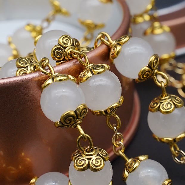 Faith & Charity: Natural White Chalcedony Catholic Rosary