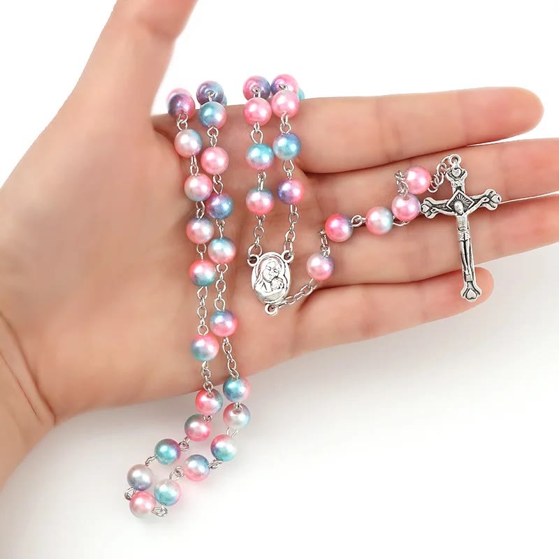 Two-color Plastic Crucifix Rosary