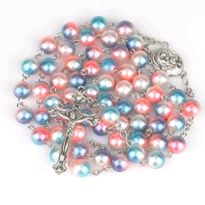 Two-color Plastic Crucifix Rosary