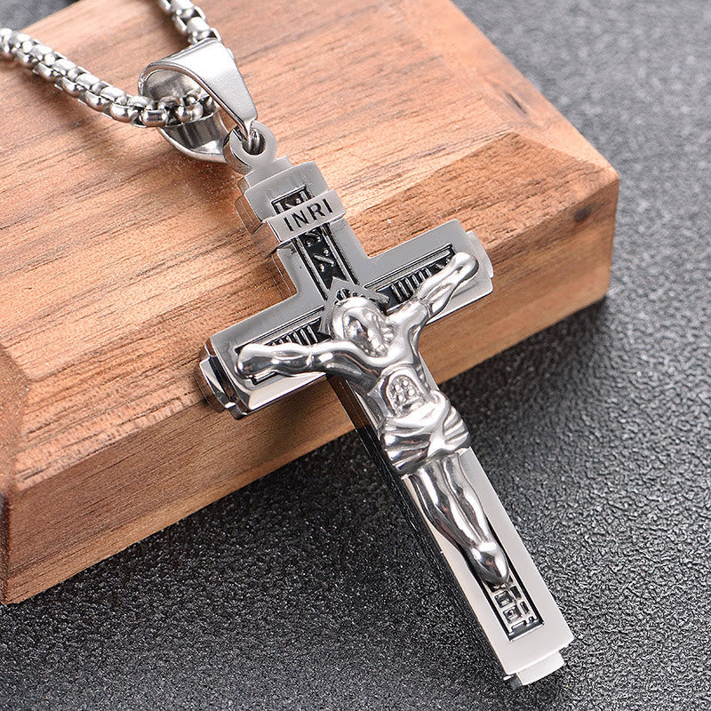 Crafted Jesus HeavySaint Crucifix Titanium Necklace