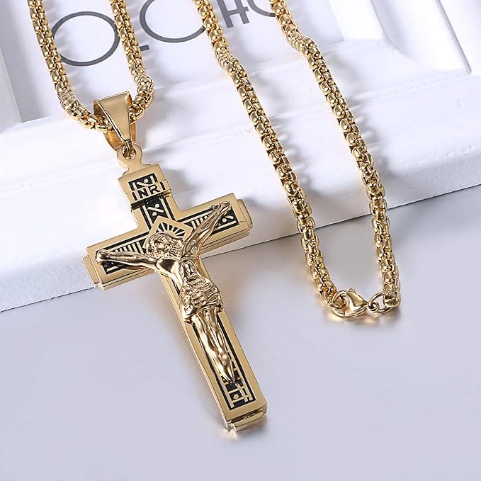 Crafted Jesus HeavySaint Crucifix Titanium Necklace