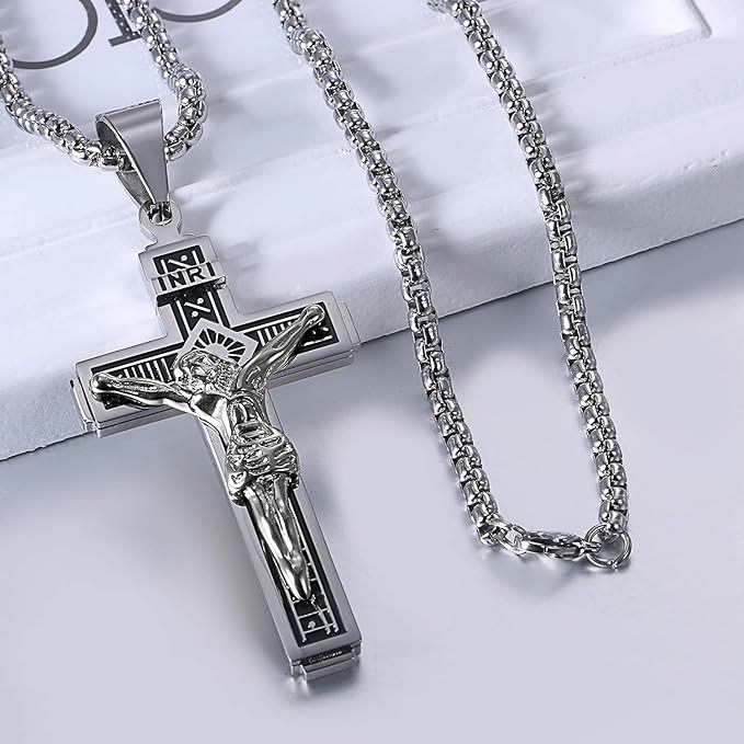 Crafted Jesus HeavySaint Crucifix Titanium Necklace