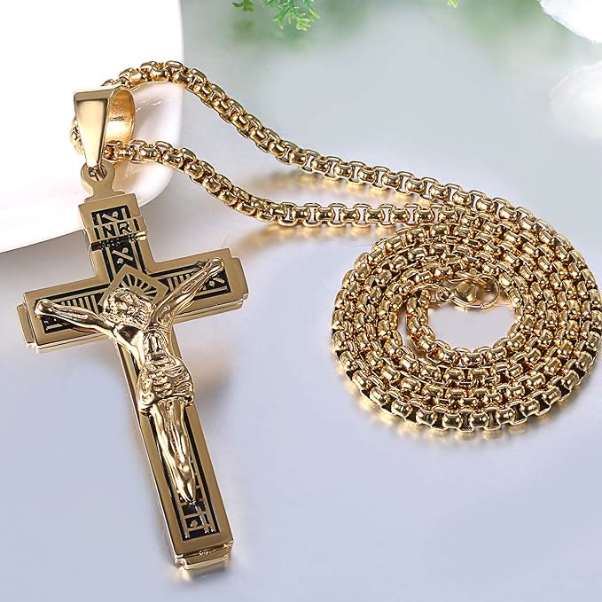 Crafted Jesus HeavySaint Crucifix Titanium Necklace