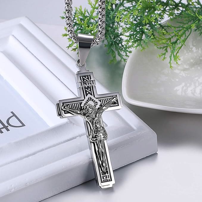 Crafted Jesus HeavySaint Crucifix Titanium Necklace