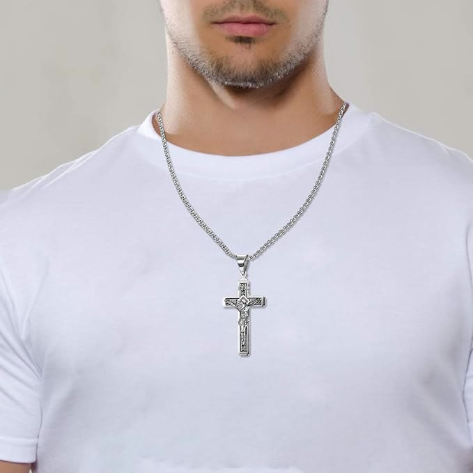 Crafted Jesus HeavySaint Crucifix Titanium Necklace