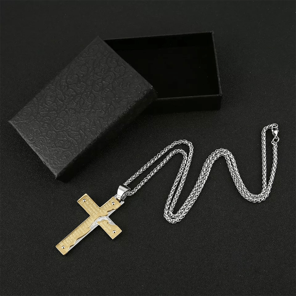 Jesus HeavySaint Crucifix Religion Cross Pendant Necklace