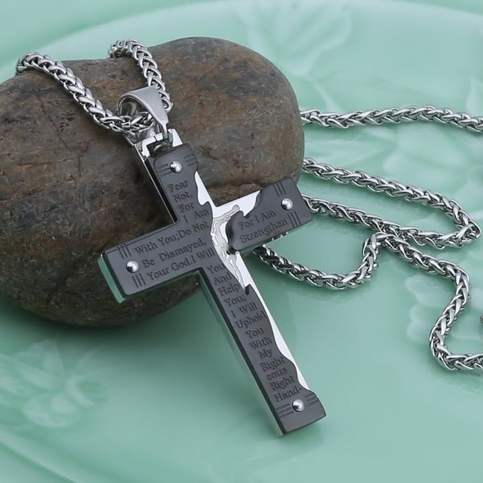 Jesus HeavySaint Crucifix Religion Cross Pendant Necklace