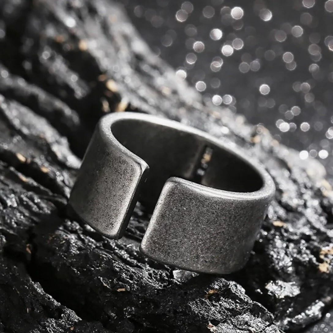 Stainless Steel Antique Punk HeavySaint Cross Ring