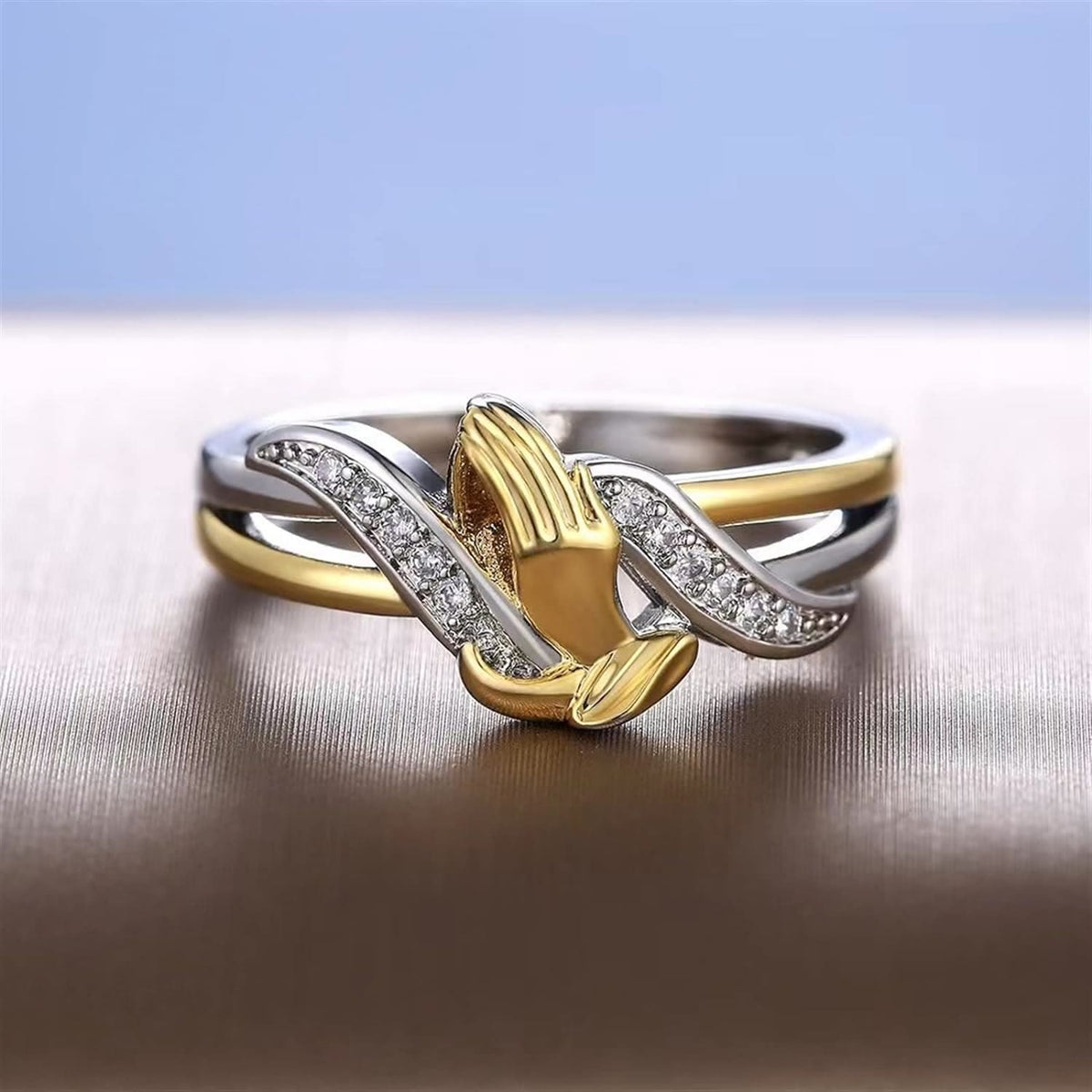 Praying Hands Gold & Silver Ring