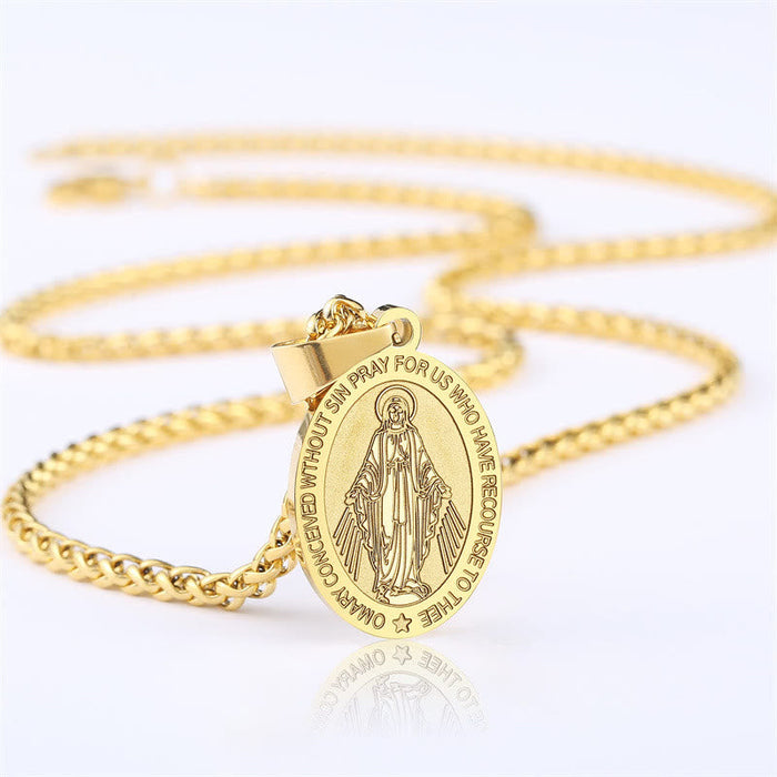 Miraculous Mary Pendant Religion Necklace