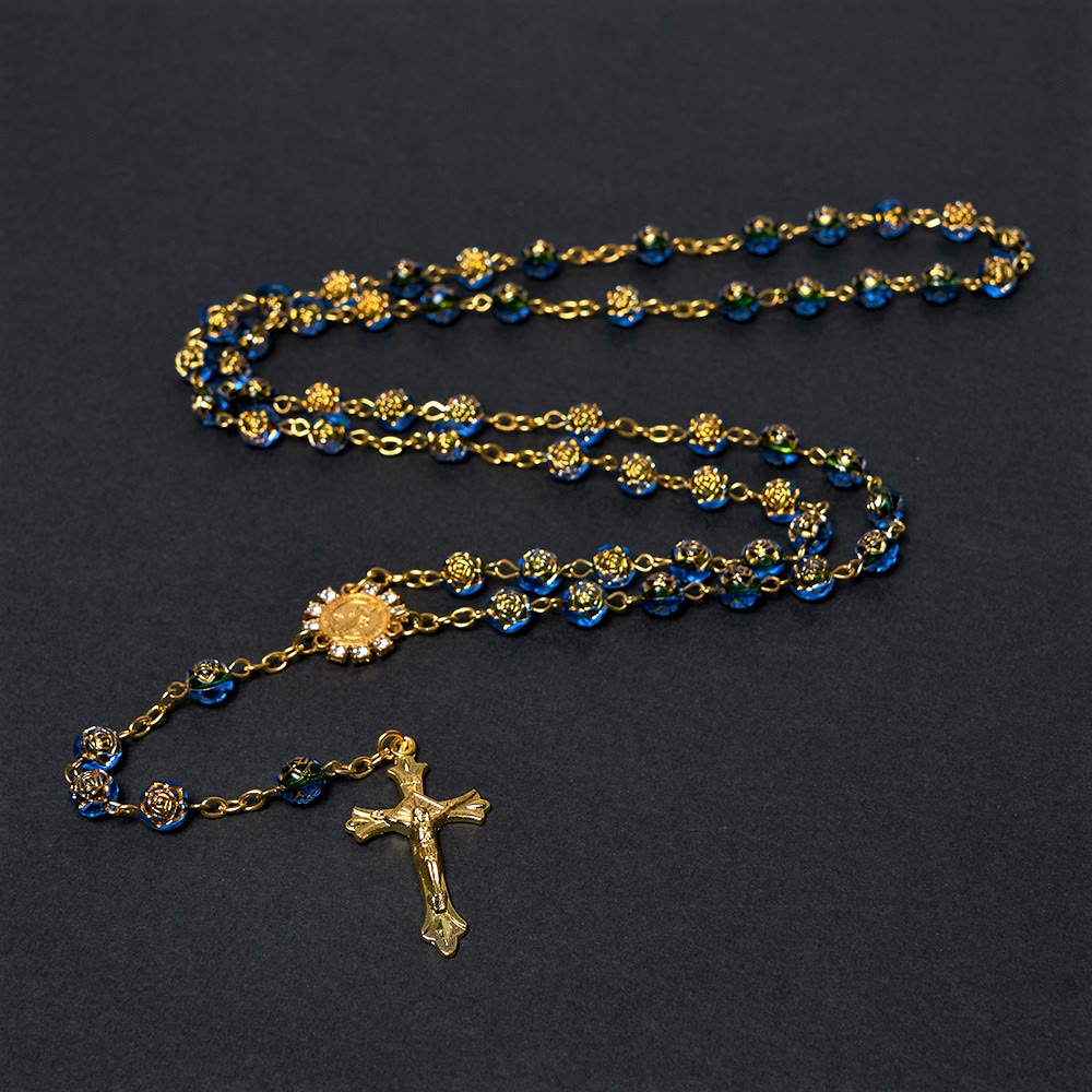 St. Benedict Medal & Crucifix of 8 mm Round Multicolor Acrylic Alloy Chain Rosary