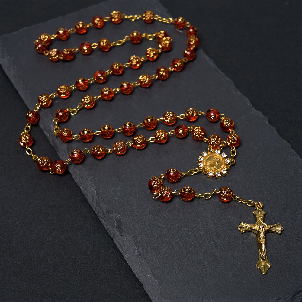 St. Benedict Medal & Crucifix of 8 mm Round Multicolor Acrylic Alloy Chain Rosary