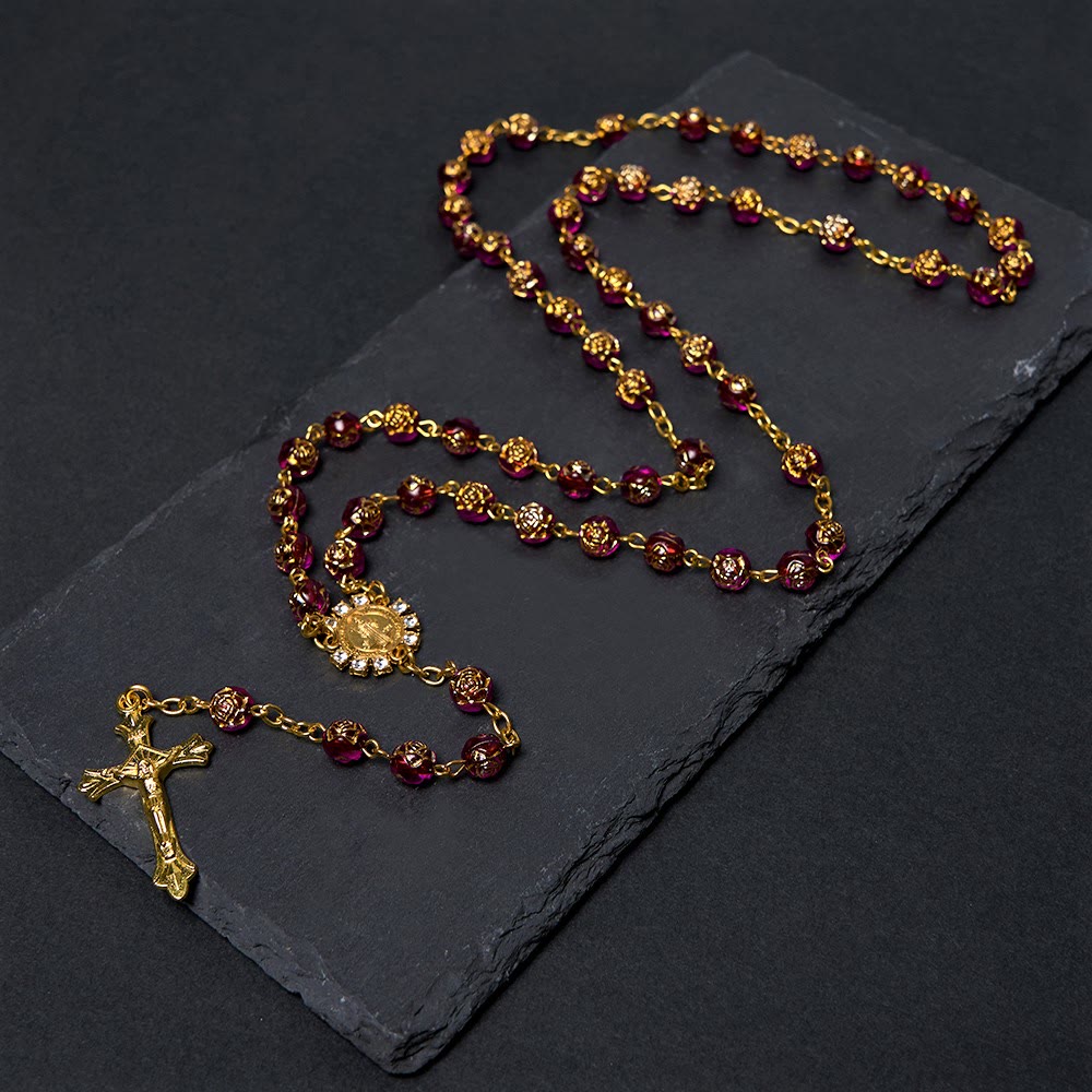 St. Benedict Medal & Crucifix of 8 mm Round Multicolor Acrylic Alloy Chain Rosary