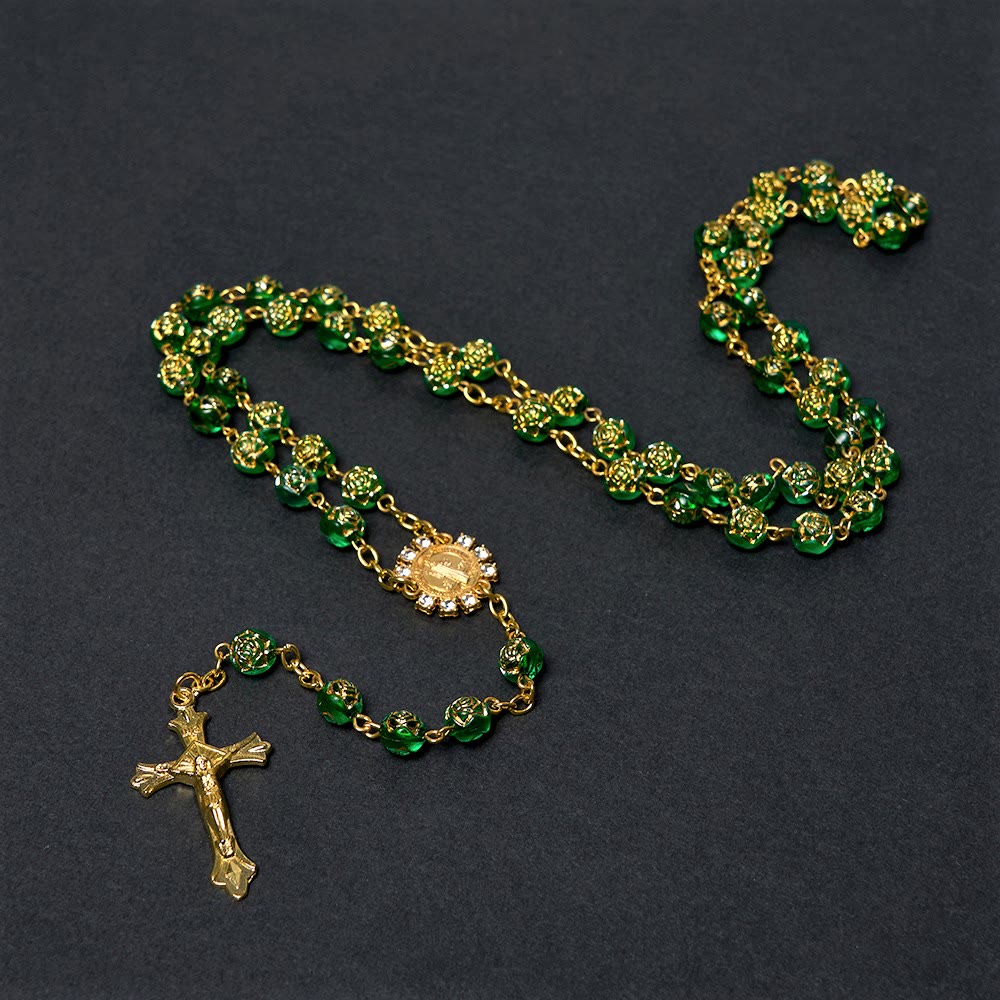 St. Benedict Medal & Crucifix of 8 mm Round Multicolor Acrylic Alloy Chain Rosary