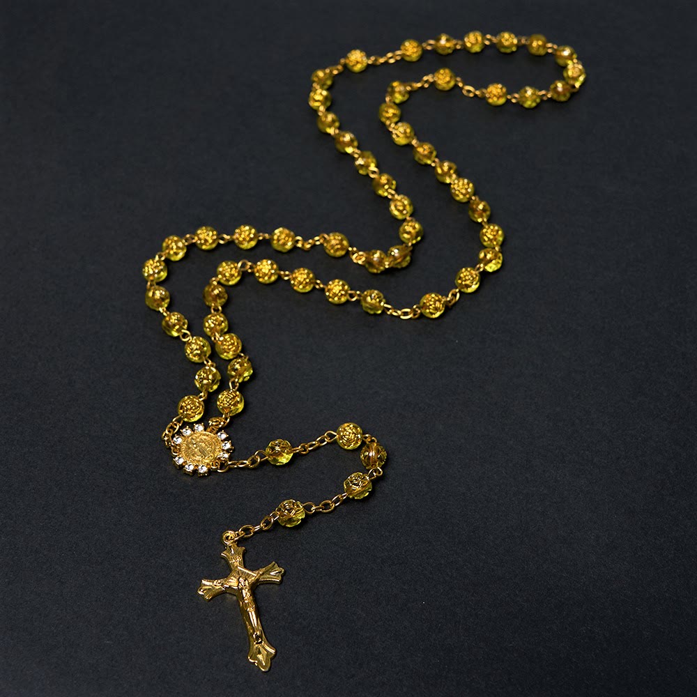 St. Benedict Medal & Crucifix of 8 mm Round Multicolor Acrylic Alloy Chain Rosary