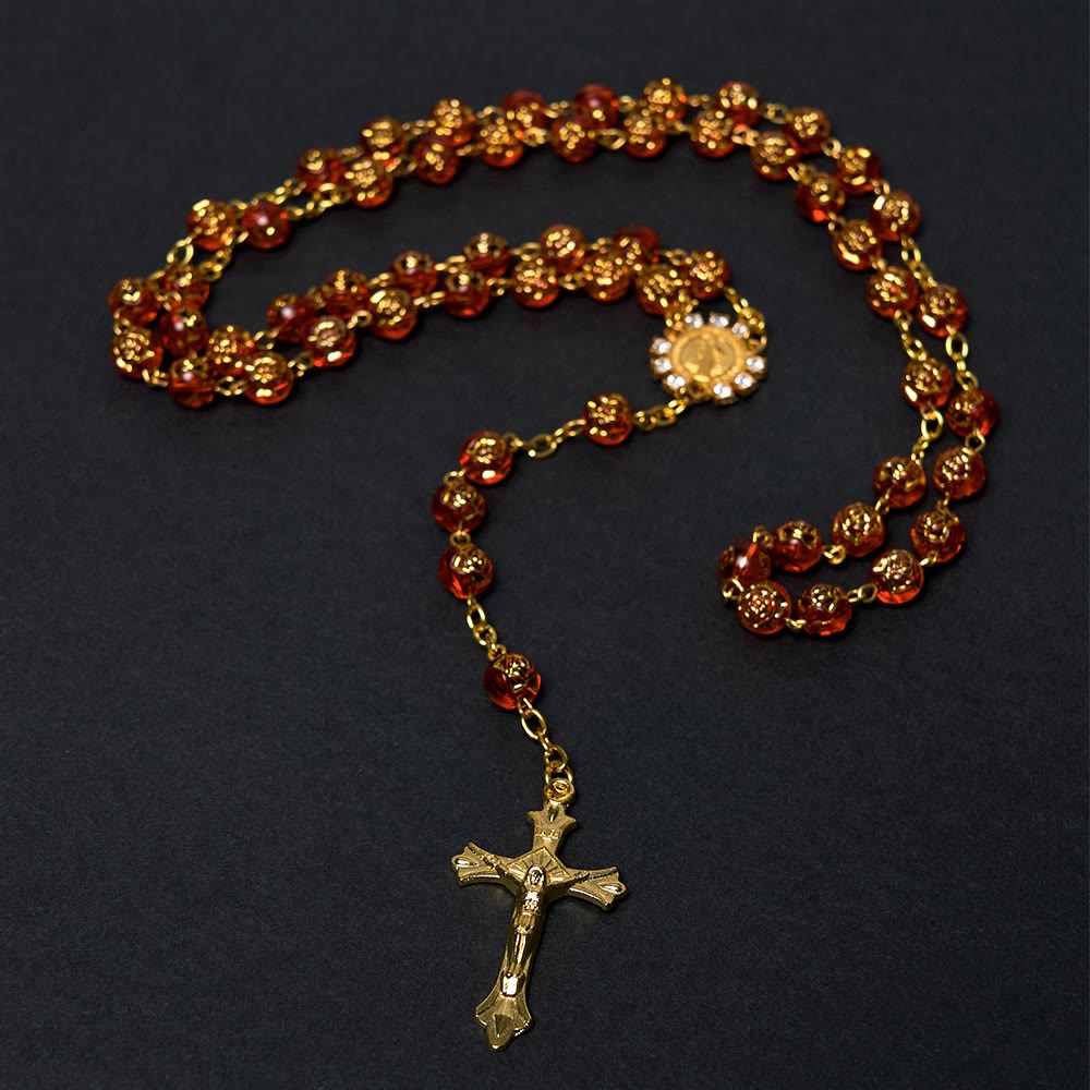 St. Benedict Medal & Crucifix of 8 mm Round Multicolor Acrylic Alloy Chain Rosary