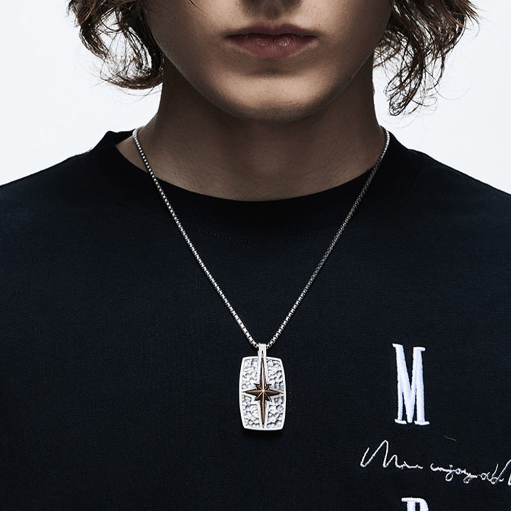 925 Sterling Silver Retro Style Star of Bethlehem Pendant Necklace