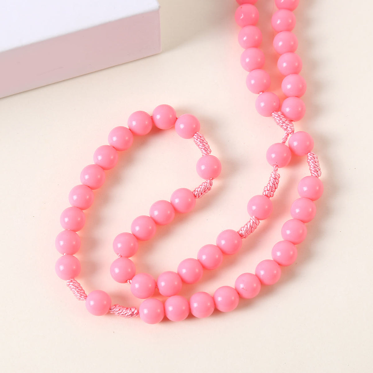 Guardian Angel & Crucifix of 8 mm Round Pink/Blue Acrylic Nylon Cord Child Rosary