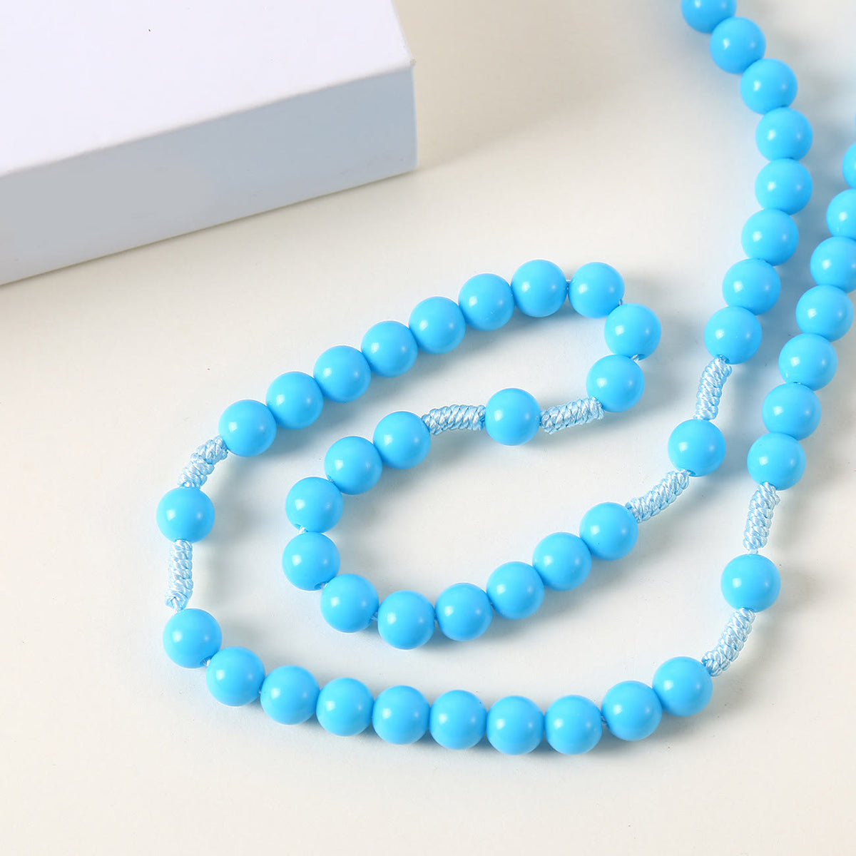 Guardian Angel & Crucifix of 8 mm Round Pink/Blue Acrylic Nylon Cord Child Rosary