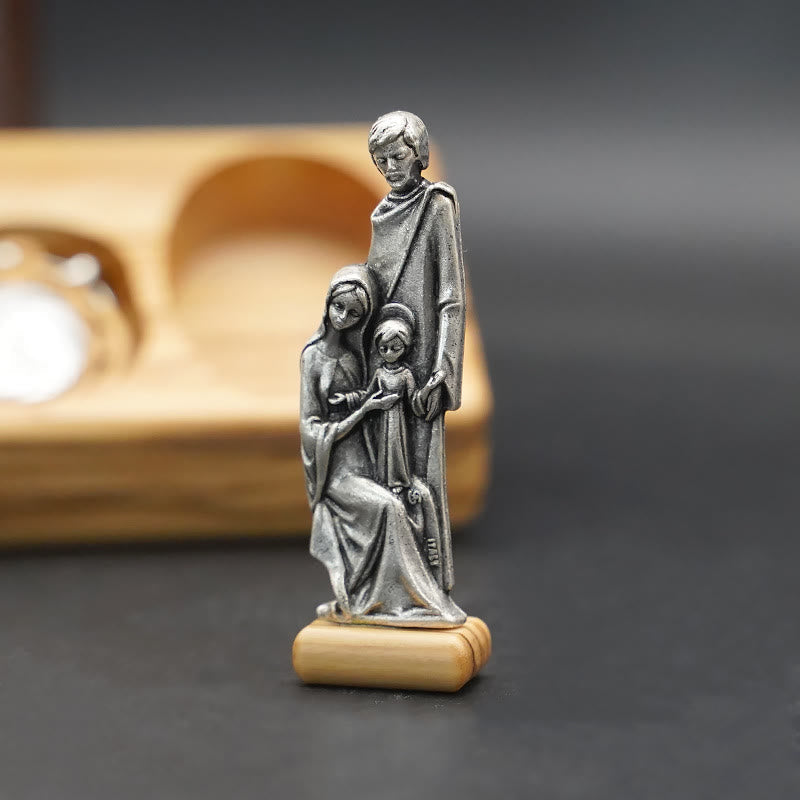 Handmade Religious Devotional Olive Wood Holy Family Rosary Set
