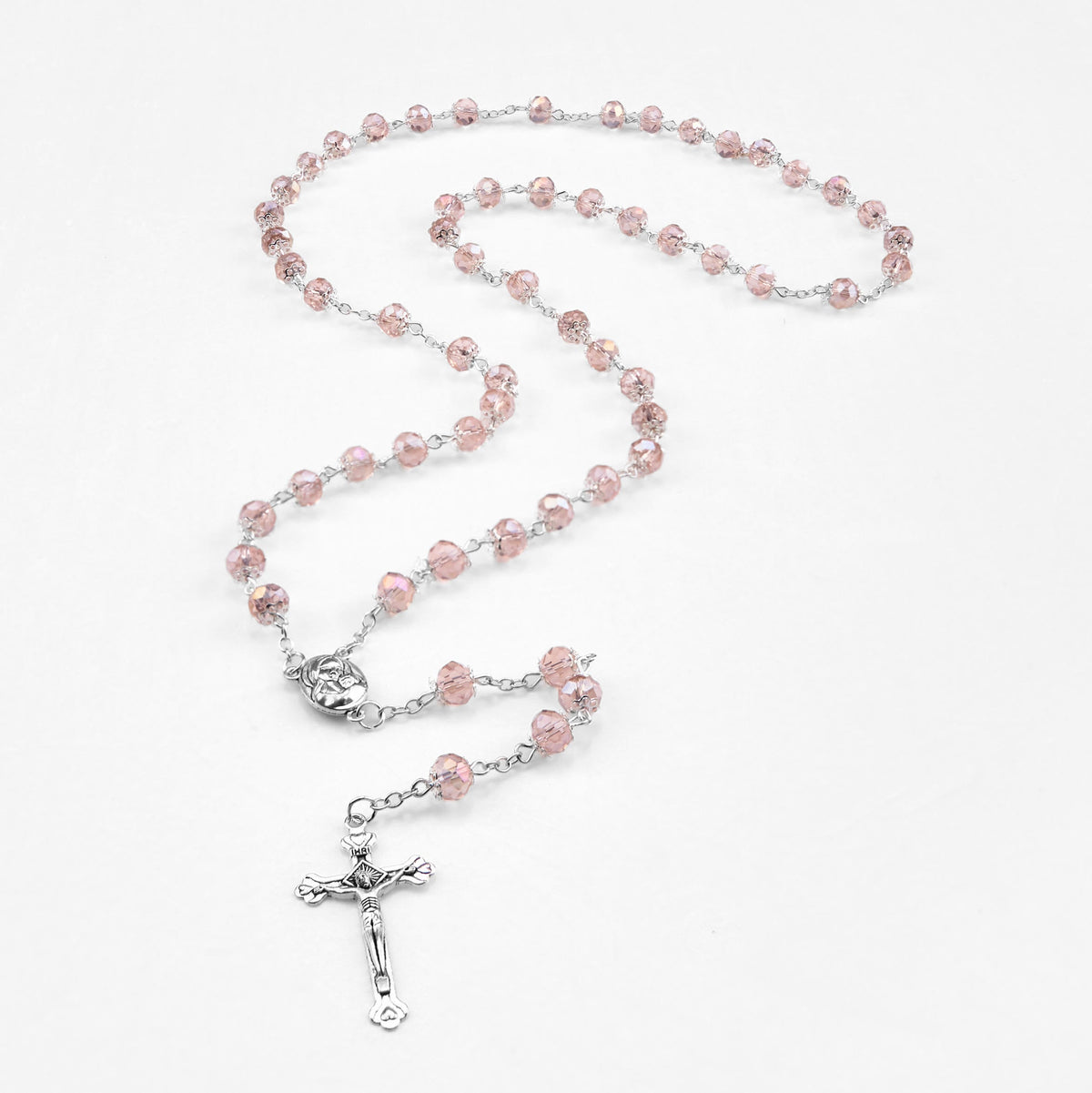 Madonna and Child & Crucifix of 6 mm Polyhedron Multicolor Crystal Alloy Chain Rosary