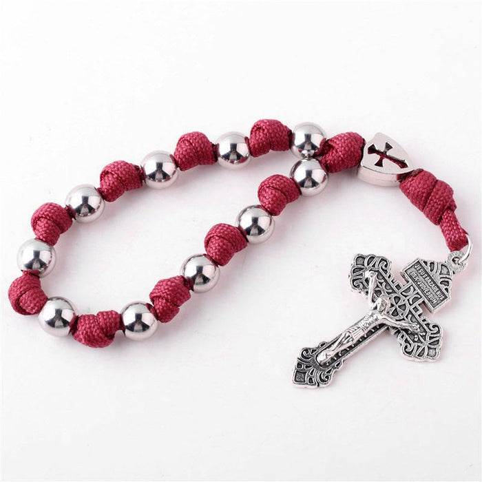 4 Colors Paracord Handcrafted Pocket Rosary/Car Protection Hanging Pendant