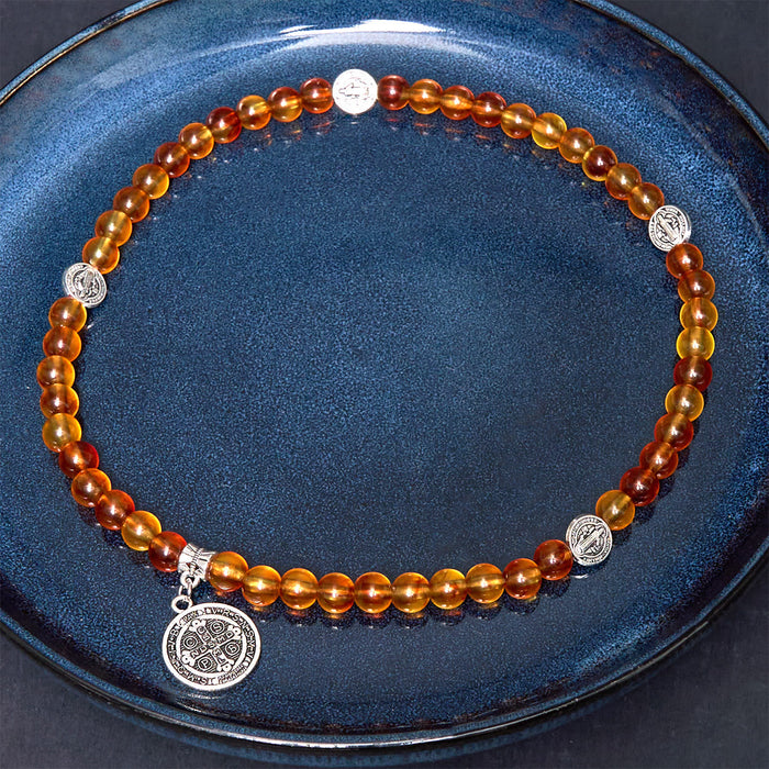 Classic Style St. Benedict Medal Rosary Bracelet