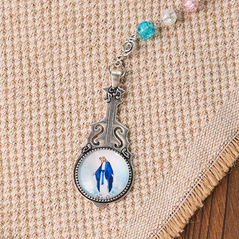 Our Lady of Fatima & Assumption of Our Lady of 8mm Round Multicolor Glass Alloy Chain Rosary