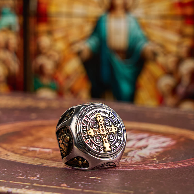 Classic Style St. Benedict Cross Divine Faith Ring