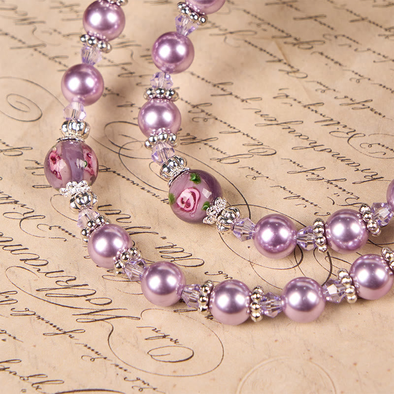 Miraculous Medal & Crucifix 8mm Purple Pearl & Crystal Handmade Rosary - Sacred Beads for Holy Prayer