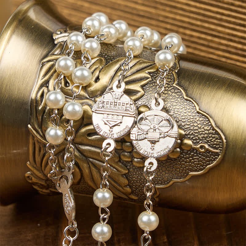 Crucifix & Our Lady of 8mm Pearl Prayer Beads Rosary (3 Colors)