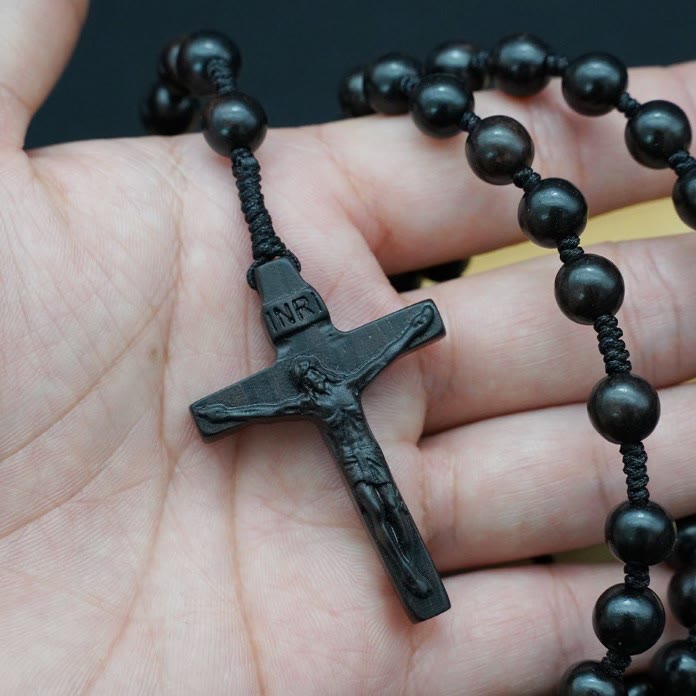 Wood Beads Crucifix Prayer Rosary