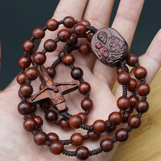 Wood Beads Crucifix Prayer Rosary