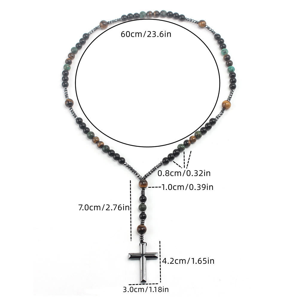 8mm African Turquoise & Yellow Tiger Eye Stone Prayer Rosary