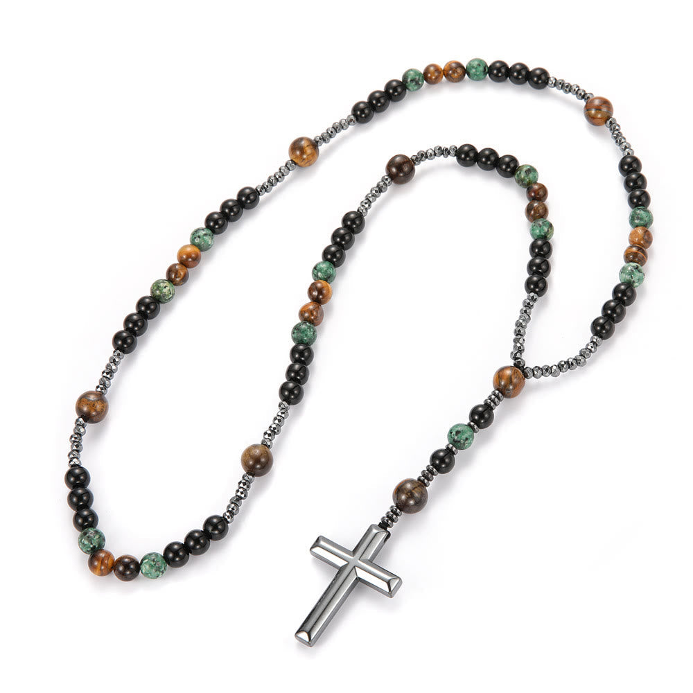 8mm African Turquoise & Yellow Tiger Eye Stone Prayer Rosary