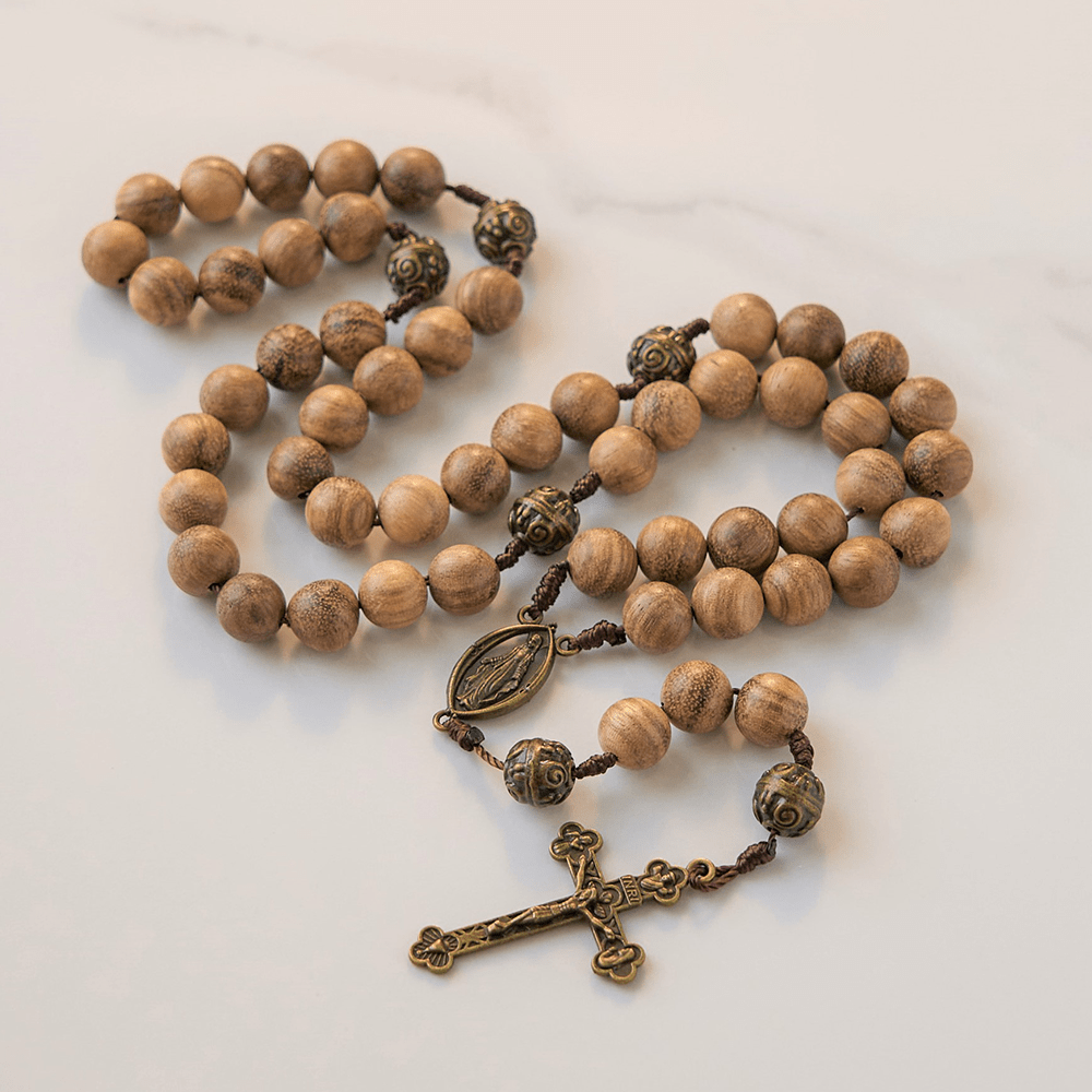 10mm Agarwood & Metal Cloud Bead Handmade Rosary - A Sacred Blend of Tradition and Faith