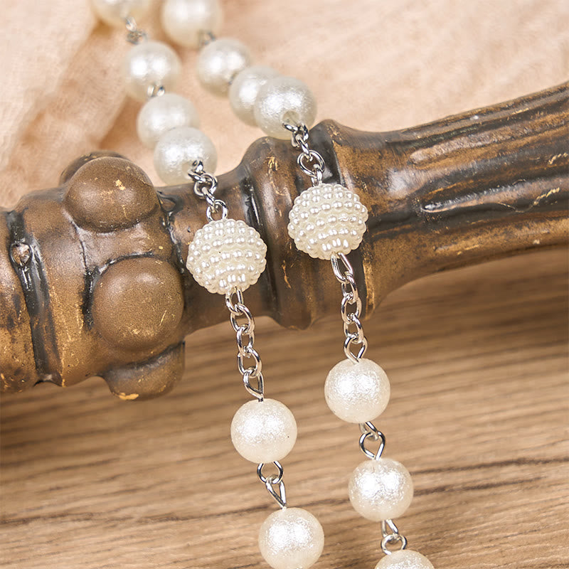 Our Lady Medal & Crucifix of 8mm White Acrylic Round Beads Rosary