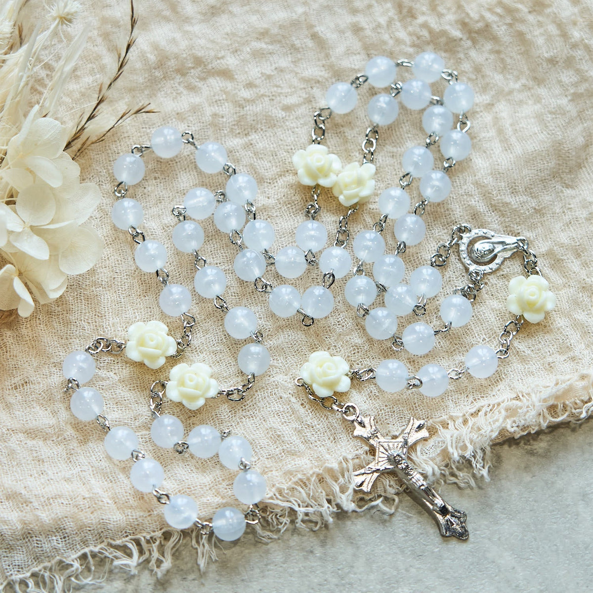 Luminous Beads with Flower Rose Glow-in-dark Divine Grace Rosary