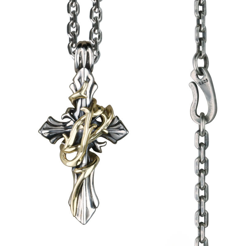 925 Sterling Silver 2styles Vine Crucifix Necklace: Unleashing Your Dark Personality