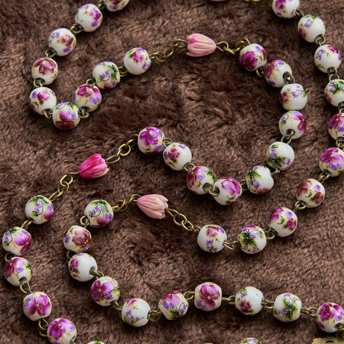 PRAYERFUL FAITH: Handmade Flower Resin Beads Rosary with Gift Card