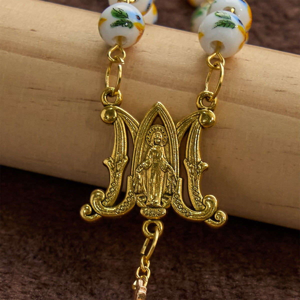 Handmade Sunflower-Inspired Rosary: A Divine Creation with Yellow Floral Beads