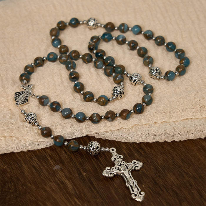 Divine - Inspired Lake - Blue Cloisonné Rosary: A Christian's Spiritual Anchor