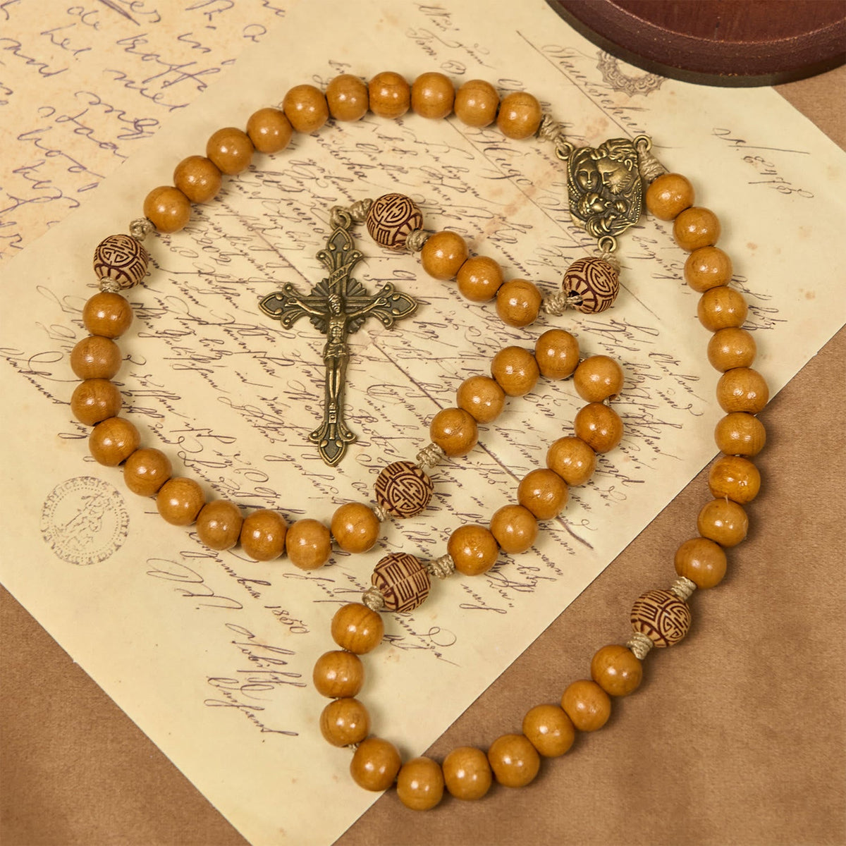 Jesus Is The Gift: 10mm Olive Wood Bead Handmade Rosary with Gift Card