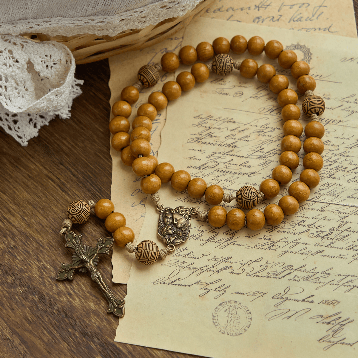 Jesus Is The Gift: 10mm Olive Wood Bead Handmade Rosary with Gift Card