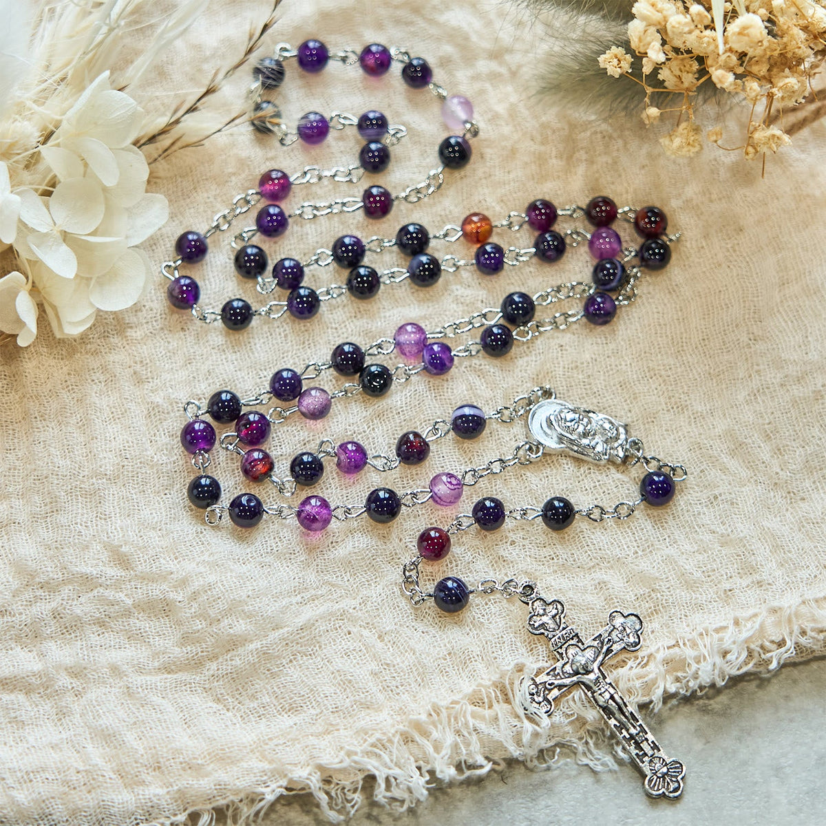 6mm Purple Agate Rosary: A Reminder of God's Regal & Divine Nature