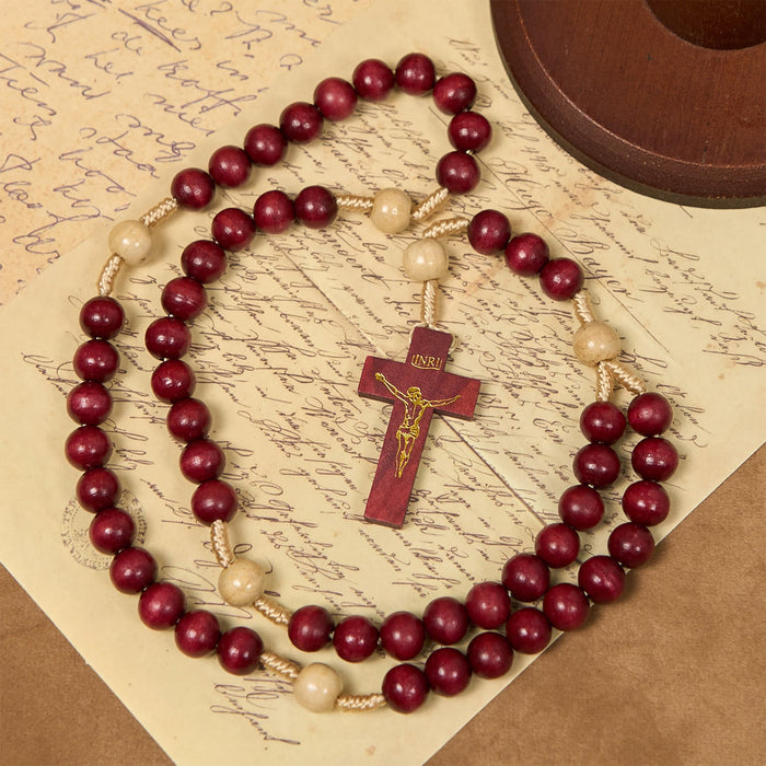10mm Wine Wooden Beads Traditional Rosary: A Timeless Spiritual Companion