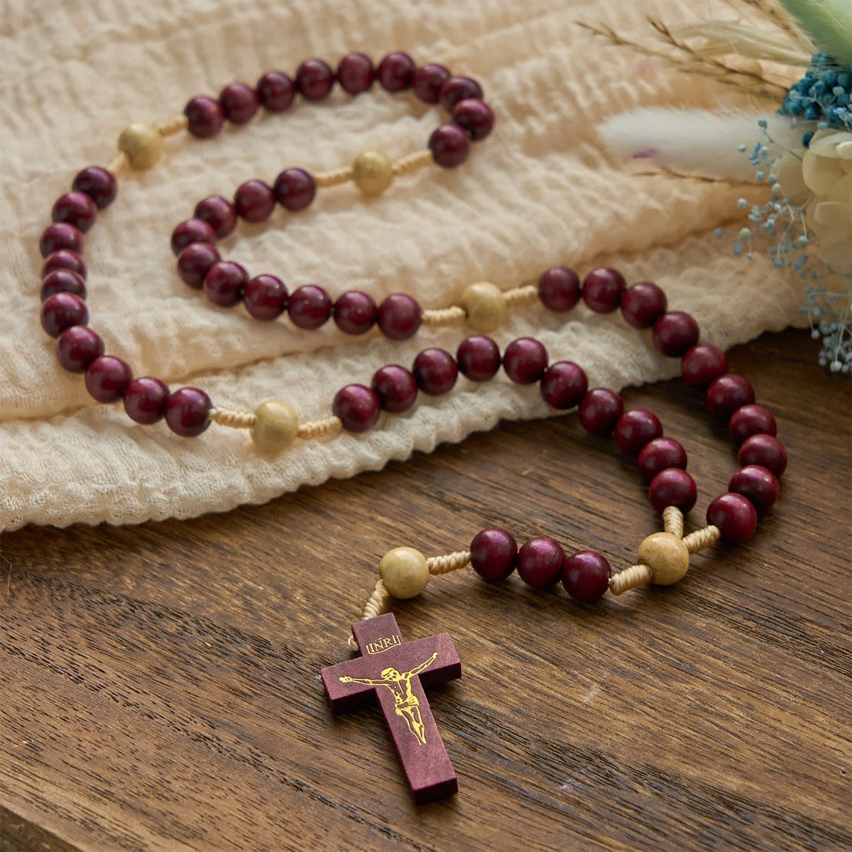 10mm Wine Wooden Beads Traditional Rosary: A Timeless Spiritual Companion