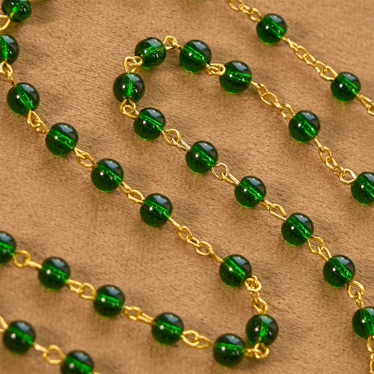 Vintage Green Glass Bead Rosary with Virgin Mary and Crucifix: Faith - Filled Heirloom