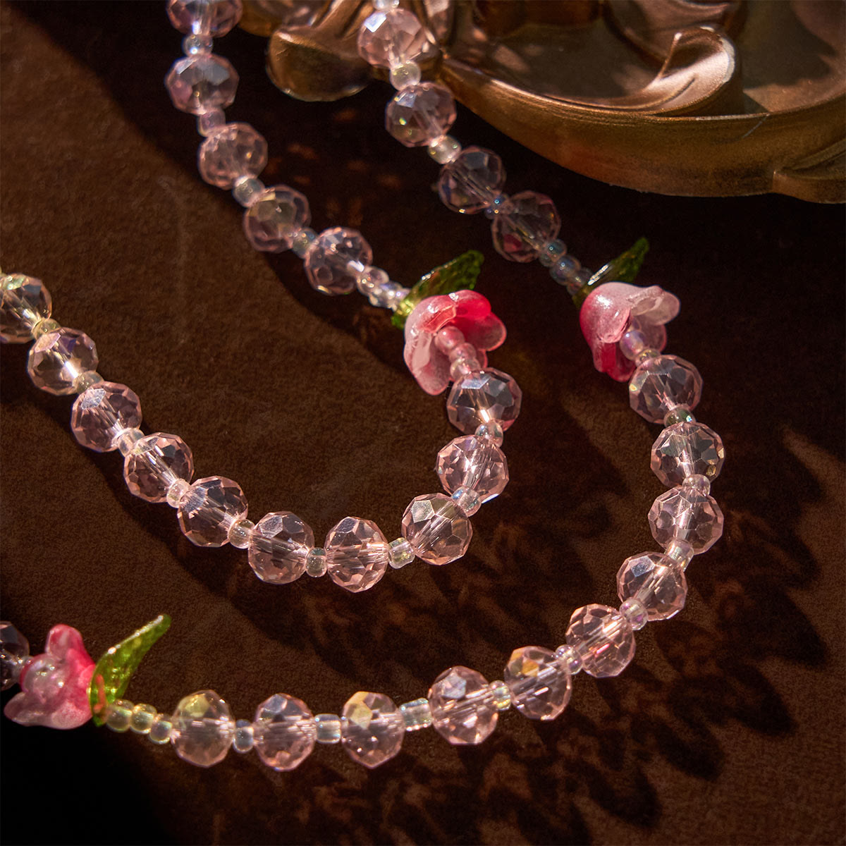 Jesus Is The Gift: Handmade Elegant Pink Crystal Rosary with 3D Rose Beads with Gift Card