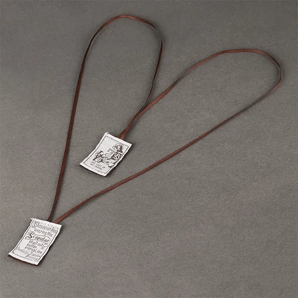 Catholic Scapular in Black and White of Our Lady of Mount Carmels & Jacred Heart of Jesus